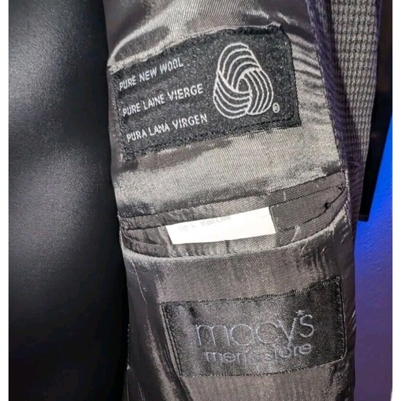 DKNY Sport Coat Mens Size L Wool Beige Houndstooth 3 Btn Single Vented Blazer - Picture 3 of 8